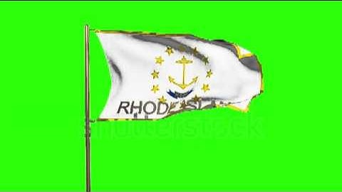 rhode island flag with title waving in the wind. Looping sun rises style. Animation loop Stock