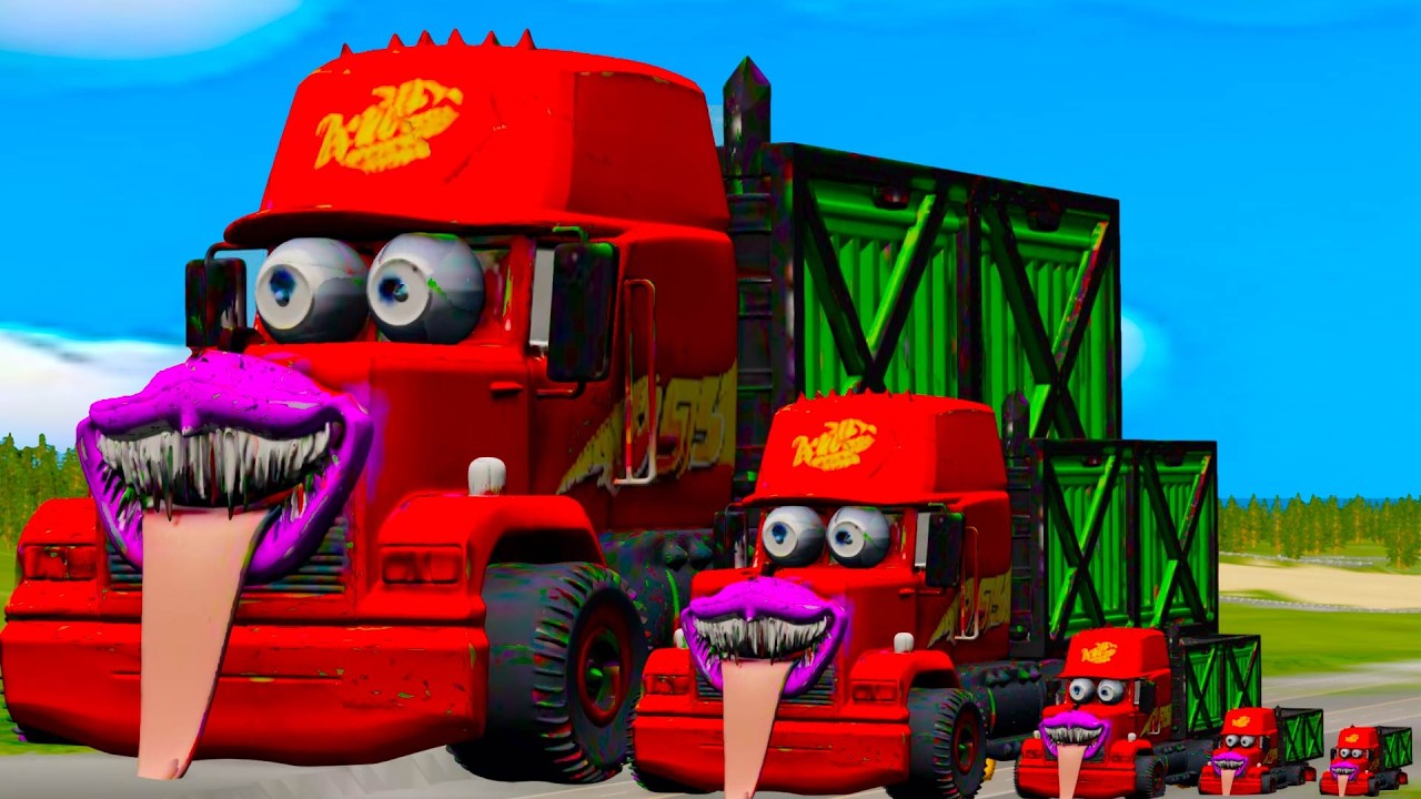 BIG vs SMALL Lightning McQueen MACK ZOMBIE TRUCK in Giant PIT! 😱 MOD №7 | BeamNG Drive