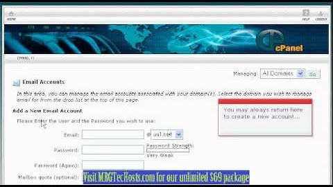 [MRGTecHelp.com CPANEL X3 Tutorial Series] Creating a POP mail account in cPanel