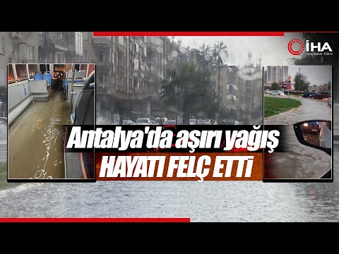Antalya’da Aşırı Yağışlara Teslim, Yollar Göle Döndü Araçları Su Bastı