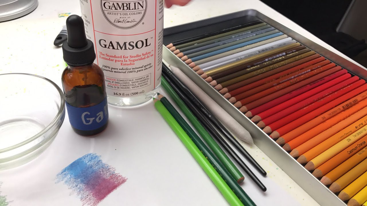 Blending with Gamsol Odorless Mineral Spirits  Hello! This is a short clip  of how I blend my colored pencil drawings with Gamsol Odorless Mineral  Spirits. This is what gives my drawings