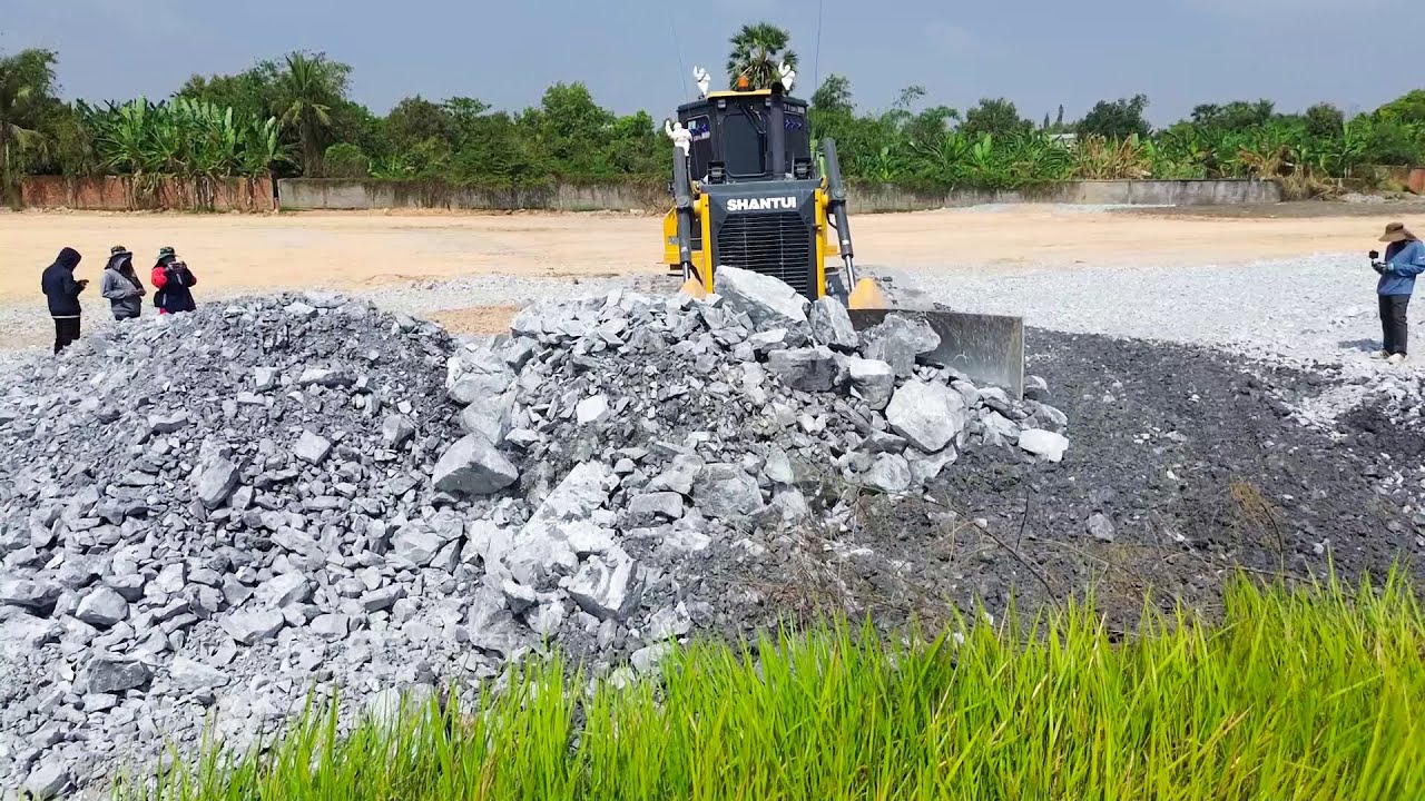 UNSTOPPABLE MONSTER! SHANTUI DH17C3 Pro Dozer Dominates Landfill  Pushing Massive Stone into Water