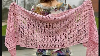 شال كروشيه مستطيل سهل وسريع/crochet shawl