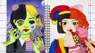 Zombie & Pomni Makeup Tutorial #1 | Pomni DIY Paper Doll Craft | | Pomni paper Diy