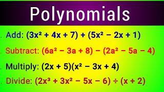 Addition, Subtraction, Multiplication & Division of Polynomials | Polynomial Operations Explained