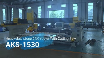 [AKS1530] 5-Axis CNC Router for Stone with Cutting Saw - Shine AccTek Machinery China