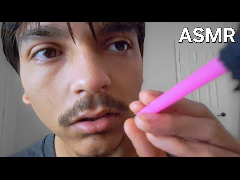 slow and gentle high sensitivity face brushing with breathy whispers & deep breathing asmr