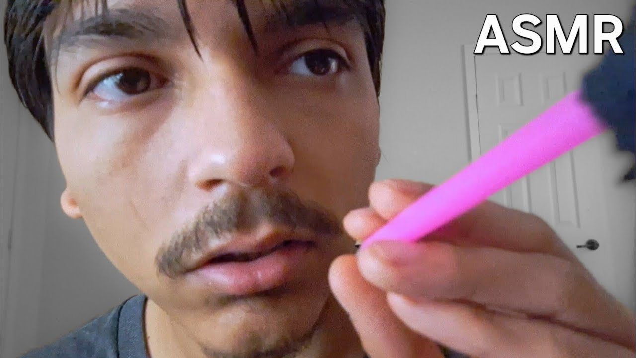 slow and gentle high sensitivity face brushing with breathy whispers & deep breathing asmr