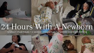 A *VERY REALISTIC* 24 HOURS WITH A NEWBORN VLOG | newborn must haves + postpartum essentials + more