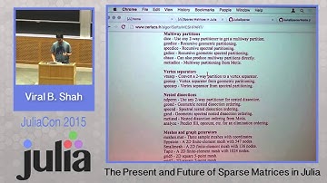 Viral Shah: The present and future of sparse matrices in Julia