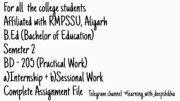 #rmpssu Practical Work/Internship File. B.Ed semester 2 (BD -205)@Instagamart