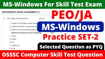 PEO Skill Test MS Windows Question Preparation 2023 Odisha || previous year skill test question