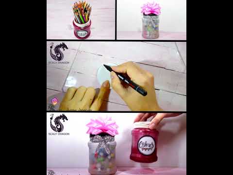 Glass jars decorated with nail polishes