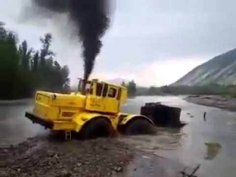 Russian Kirovets A 700 Tractor Stuck In River