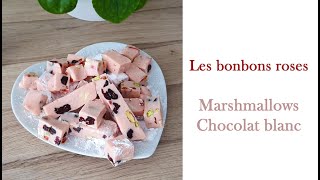 Marshmallows chocolat blanc les bonbons roses - Les Nouggies