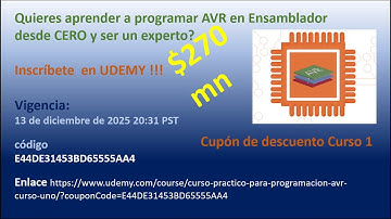 Cupones para "Curso práctico para programación de AVR 1" en UDEMY