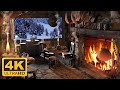 Epic Breathtaking Medieval Tavern Kitchen Ambience, Feel the warm of Fireside &Beauty of Snowfall