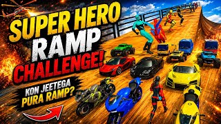 😱 SUPER HERO RAMP CHALLENGE! 🔥 Kaun Jeetega Pura Ramp? | Superhero Car Stunt Game screenshot 4