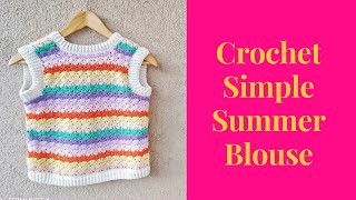 How To Crochet Simple Summer Blouse / Crochet Easy Tops / Crochet Only Two Rows Repeating