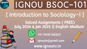 IGNOU BSOC-101 Solved Assignment July 2024 & Jan 2025  [FREE] || IGNOU BASOH || IGNOU TV || IGNOU ||