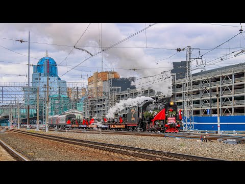 Видео: Отправление «Паровоза Победы» Л-3854 с самарского вокзала