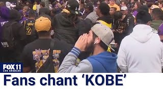 Fans chant Kobe Bryant's name outside Crypto.com Arena after statue unveil