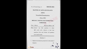 Diaspora and Transnational communities|Question paper|