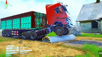 Spintires Mudrunner Truck vs Extreme Broken Road with Speed Bumps Gameplay EP27