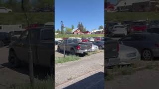 3 foot Narrow Gauge, Cumbres and Toltec Scenic Railroad passenger train departs Chama, New Mexico