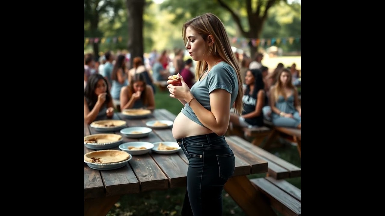 Pie eating contest belly expansion.