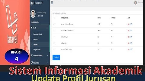Cara membuat Aplikasi Sistem Informasi Akademik dengan Laravel #part 4 | Update Profil Jurusan