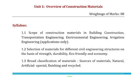 1~ Unit 1:  Overview of Construction Materials