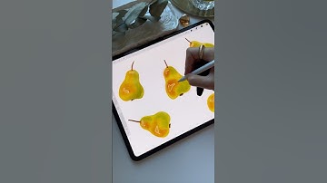 Drawing Process in Procreate - Digital Watercolor Pear #shorts #procreate #tutorial