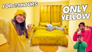 Using only *YELLOW* things for 24 Hours Challenge | Rimorav Vlogs