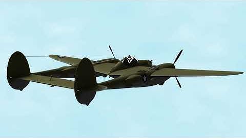 P-38 Lightning Flying - Blender short movie