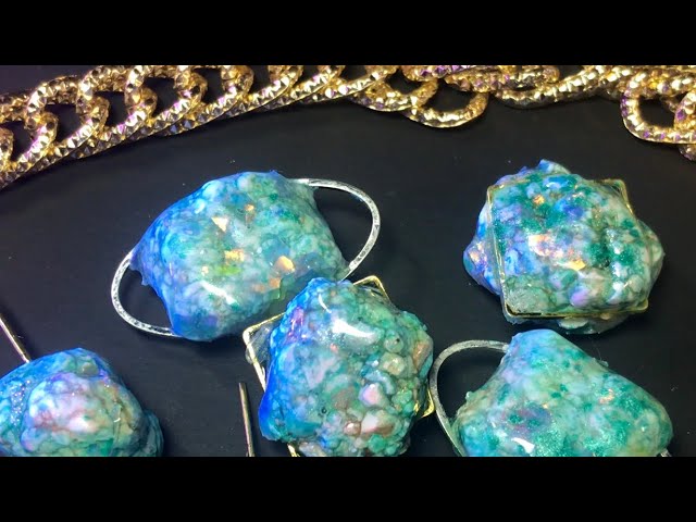 Opal polymer clay earrings deals