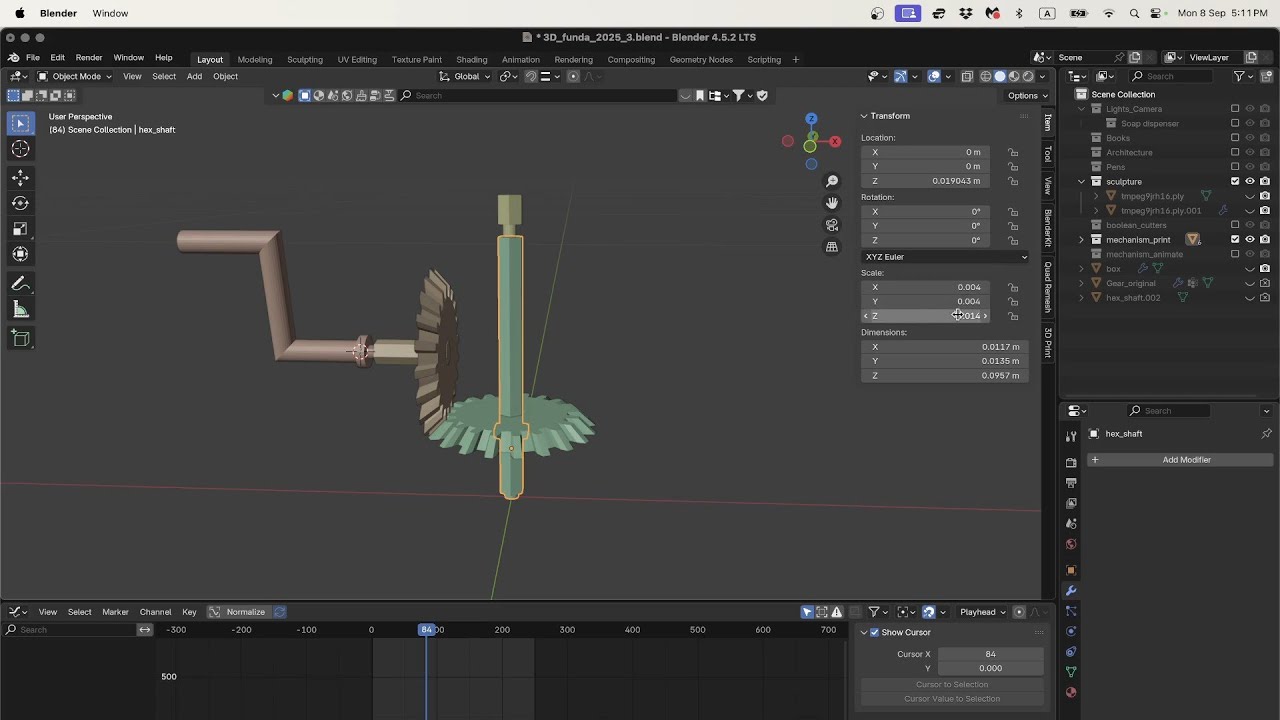 'Shelf' Blender Beginner's Course Tutorial 6: A geared mechanism - YouTube
