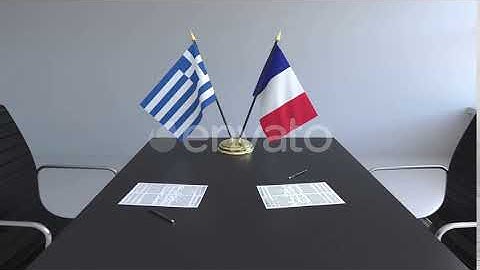 Flags of Greece and France and Papers on the Table | Motion Graphics - Envato elements