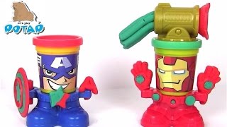 Пластилин Плей До на Русском Play Doh Капитан Америка и Железный Человек. Пластилин для Детей