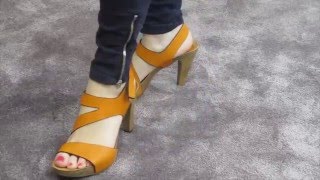 Sandalia Penelope naranja tacón en Dino Zapatos