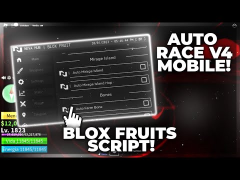 Blox Fruits Script (NEVA HUB) Roblox!! MOBILE Mirage/Race V4 Atualizado - Funcionando 2023
