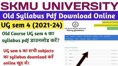 SKMU UG Sem 4 Syllabus Download Kaise Kare | UG Sem 4 Old Course Syllabus Download Online | skmu