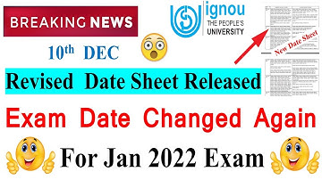 IGNOU January 2022 Exam New Revised Date Sheet Released | Exam Date Changed for January 2022 Exam