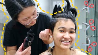 GIRLFRIEND CUTS MY HAIR |  Lesbian Couple Vlog | Pang Pang Zi 