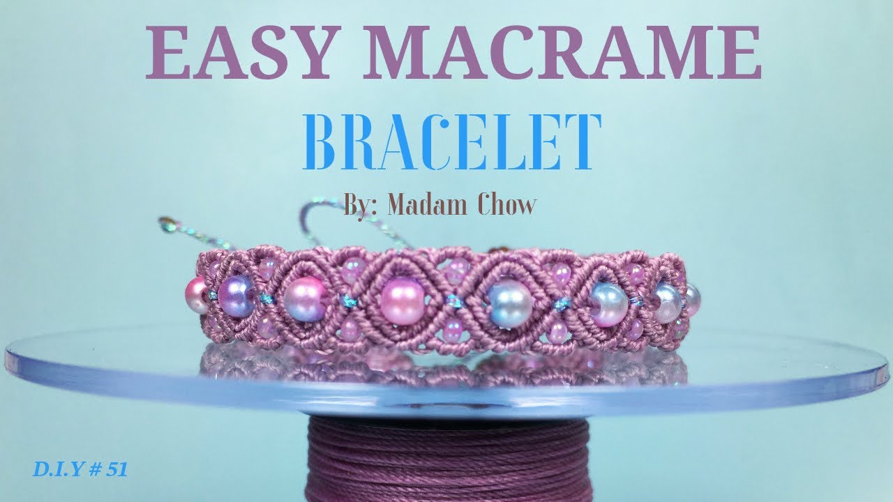 How To Macrame Diamond Pattern Bracelet With Pearls YouTube