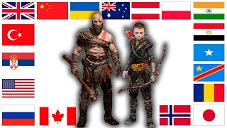 Kratos and Atreus in different countries