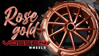 ROSE GOLD VOSSEN TESLA WHEELS. TESLA MOD