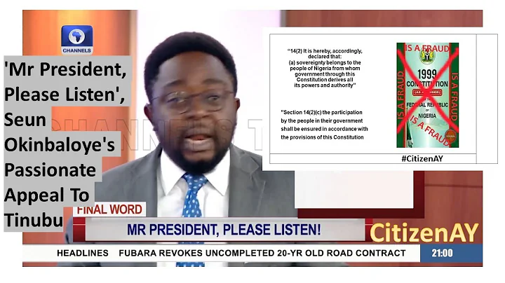 'Mr President, Please Listen', Seun Okinbaloye's Passionate Appeal To Tinubu. Credit: channels TV