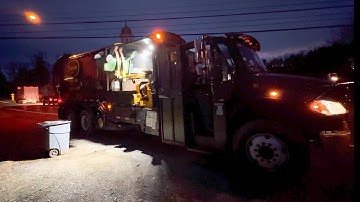303 packing freezing garbage | Freightliner M2 Labrie helping hand trash truck 