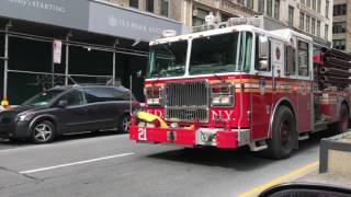 FDNY ENGINE 21 RESPONDING ON PARK AVENUE SOUTH IN THE KIPS BAY AREA OF MANHATTAN IN NEW YORK CITY.